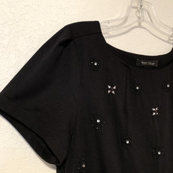 White House Black Market Medium Black Short Sleeve Blouse - Picture 6 of 10
